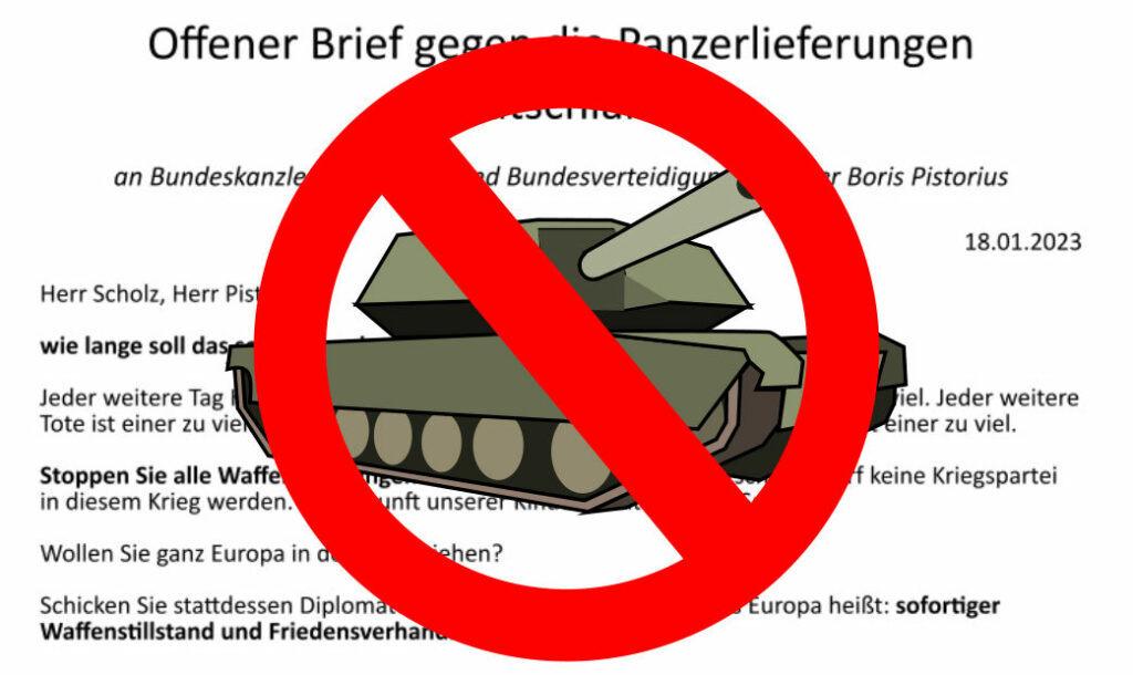 Offener Brief an Bundeskanzler Scholz gegen Panzerlieferungen