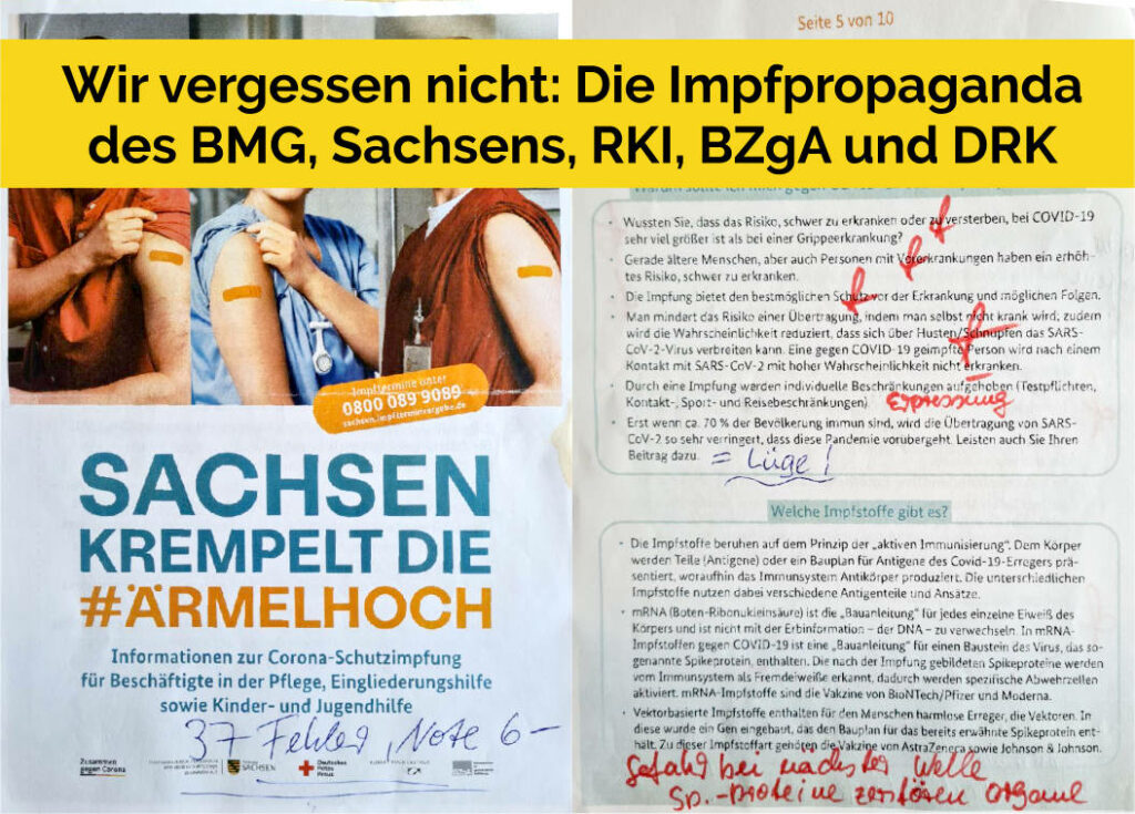 Wir vergessen nicht: Die Impfpropaganda des BMG, Sachsens, RKI, BZgA und DRK
