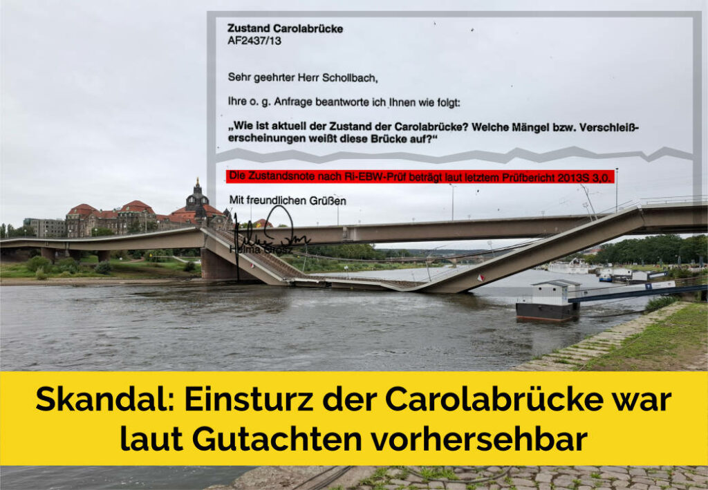 Skandal: Einsturz der Carolabrücke war laut Gutachten vorhersehbar