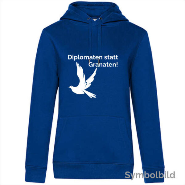 Hoodie "Diplomaten statt Granaten" Damen blau