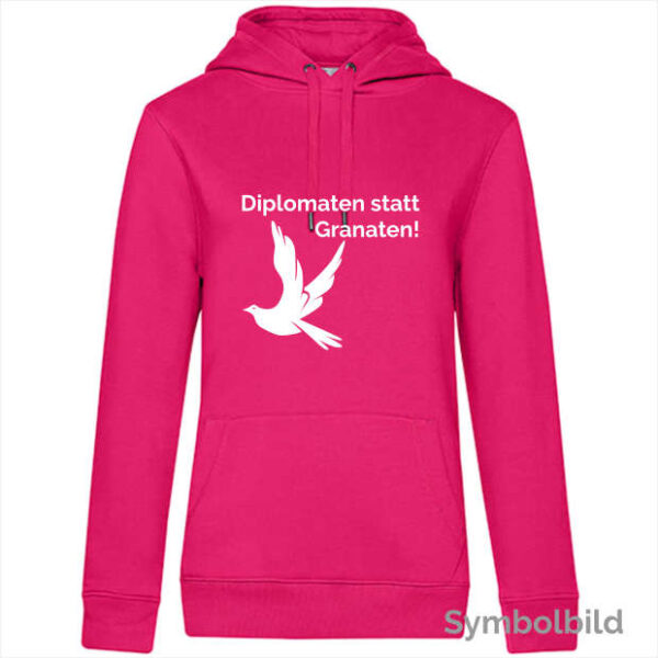 Hoodie "Diplomaten statt Granaten" Damen pink