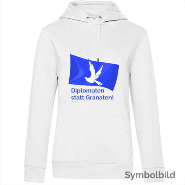 Hoodie "Diplomaten statt Granaten" Damen weiß