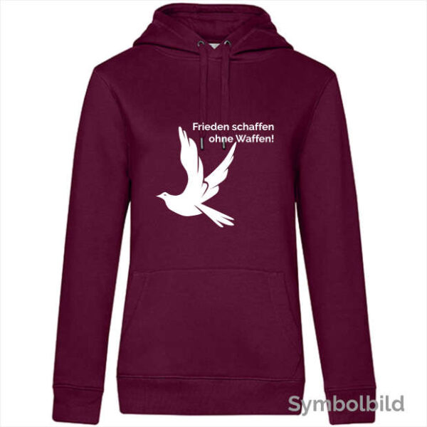 Hoodie "Frieden schaffen ohne Waffen" Damen weinrot