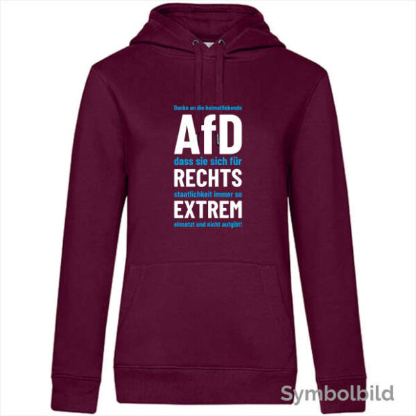 Hoodie "AfD rechtsstaatlich extrem" Damen (weinrot)