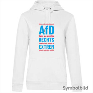 Hoodie "AfD rechtsstaatlich extrem" Damen (weiß)