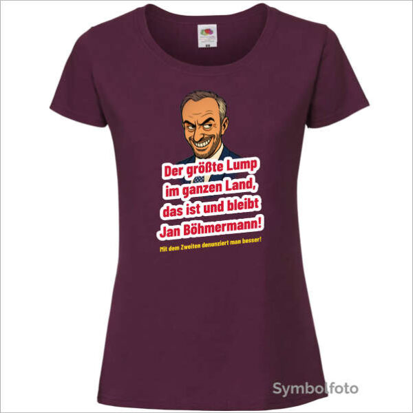 T-Shirt "Jan Böhmermann" Damen (weinrot)