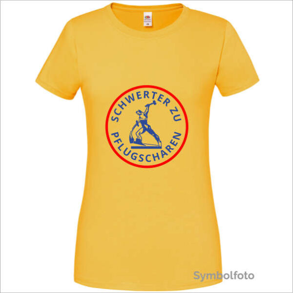 T-Shirt "Schwerter zu Pflugscharen" für Damen (gelb)