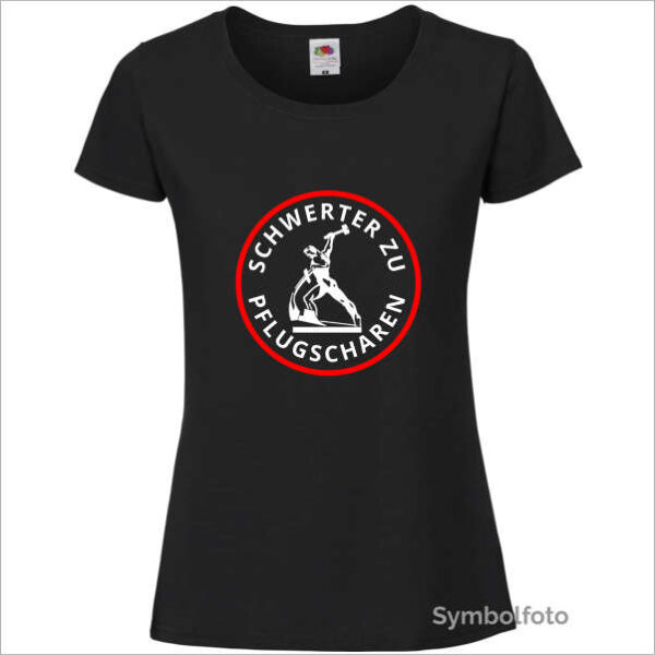 T-Shirt "Schwerter zu Pflugscharen" für Damen (schwarz)