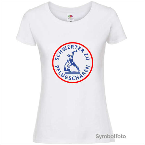 T-Shirt "Schwerter zu Pflugscharen" für Damen (weiß)