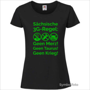 T-Shirt "Sächsische 3G-Regel" für Damen in schwarz