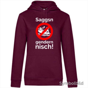 Hoodie "Saggsn gendern nisch" für Damen in weinrot