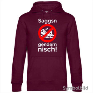 Hoodie "Saggsn gendern nisch" für Herren in weinrot