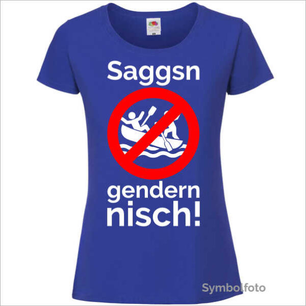 T-Shirt "Saggsn gendern nisch" für Damen in blau