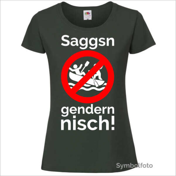 T-Shirt "Saggsn gendern nisch" für Damen in dunkelgrün
