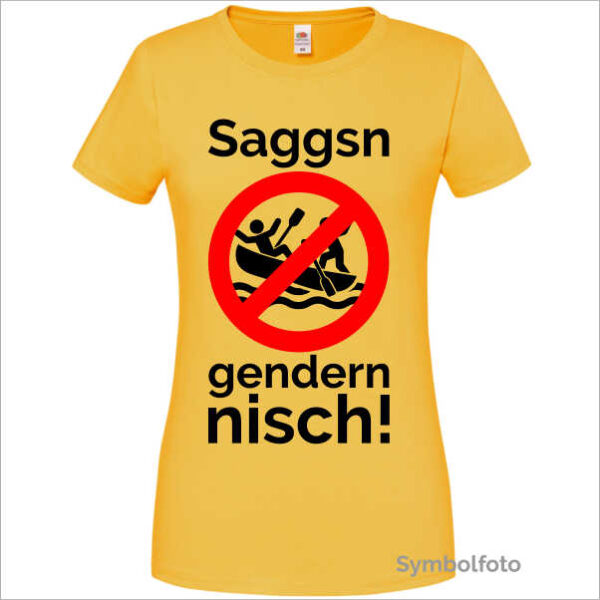 T-Shirt "Saggsn gendern nisch" für Damen in gelb