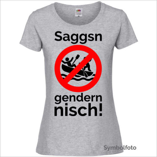 T-Shirt "Saggsn gendern nisch" für Damen in grau