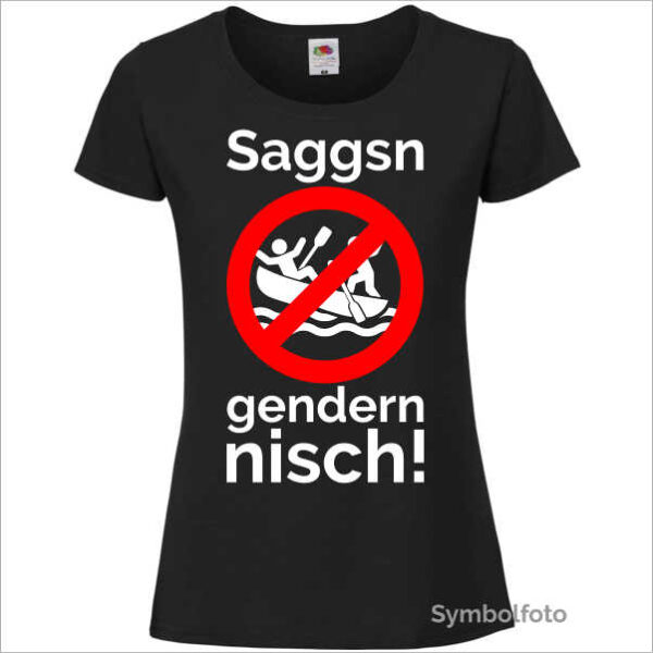T-Shirt "Saggsn gendern nisch" für Damen in schwarz