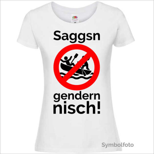 T-Shirt "Saggsn gendern nisch" für Damen in weiß