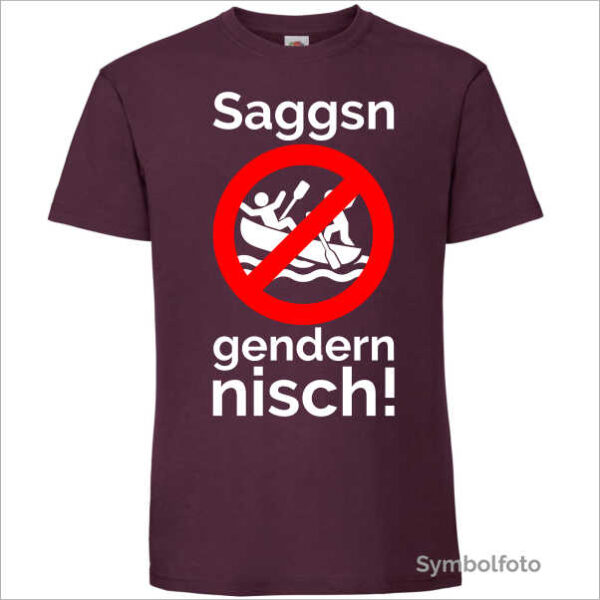 T-Shirt "Saggsn gendern nisch" für Herren in weinrot