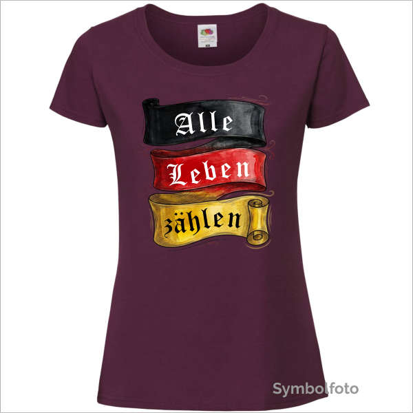 T-Shirt "Alle Leben zählen" für Frauen in weinrot