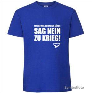 T-Shirt "Sag nein zu Krieg - Friedenswehr" für Männer in blau
