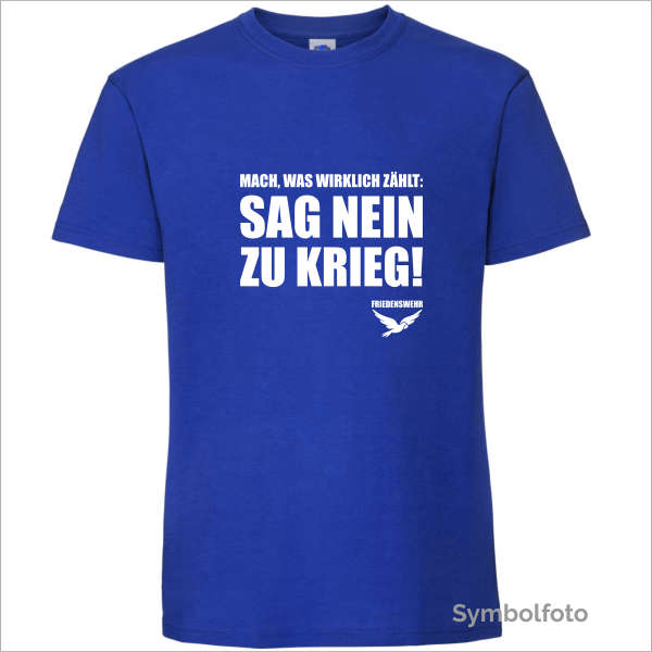 T-Shirt "Sag nein zu Krieg - Friedenswehr" für Männer in blau