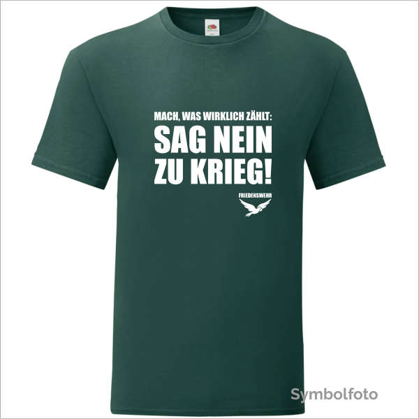 T-Shirt "Sag nein zu Krieg - Friedenswehr" für Männer in grün