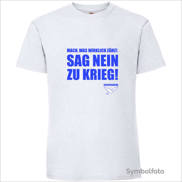 T-Shirt "Sag nein zu Krieg - Friedenswehr" für Männer in weiß