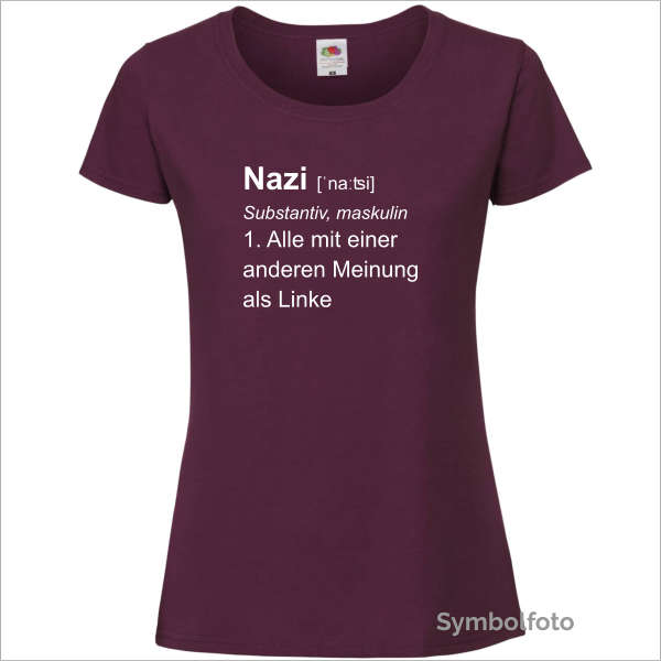 T-Shirt "Nazi" für Frauen in weinrot