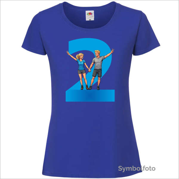 T-Shirt "Zwei" für Frauen in blau