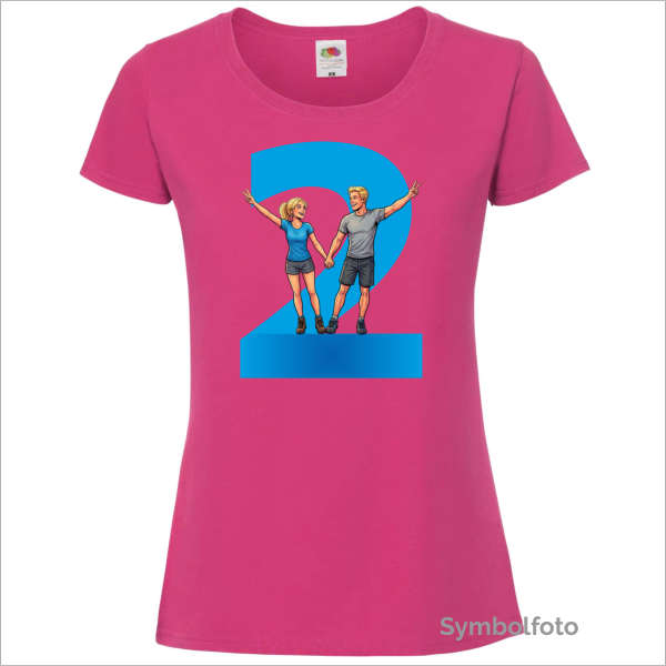 T-Shirt "Zwei" für Frauen in pink