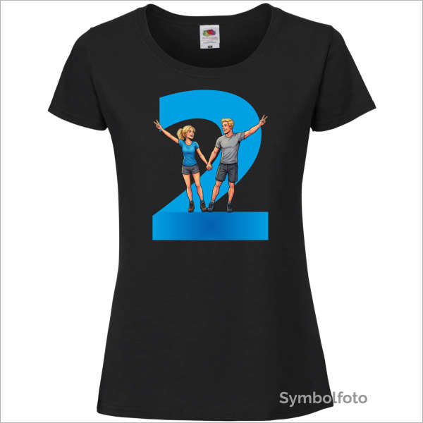T-Shirt "Zwei" für Frauen in schwarz