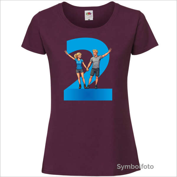 T-Shirt "Zwei" für Frauen in weinrot