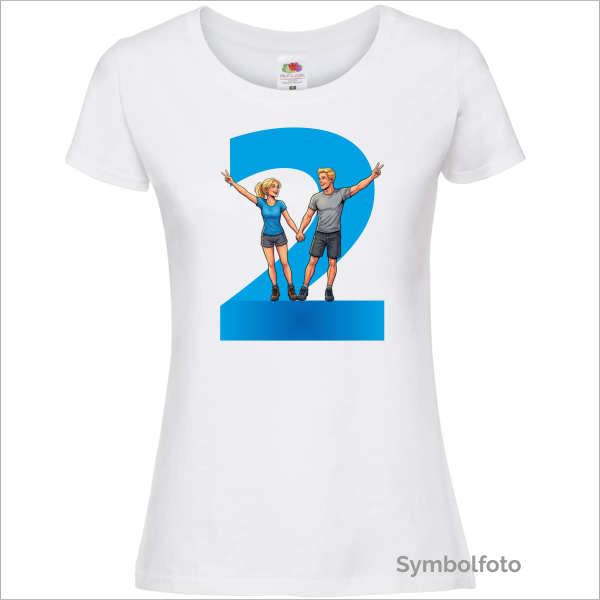 T-Shirt "Zwei" für Frauen in weiß