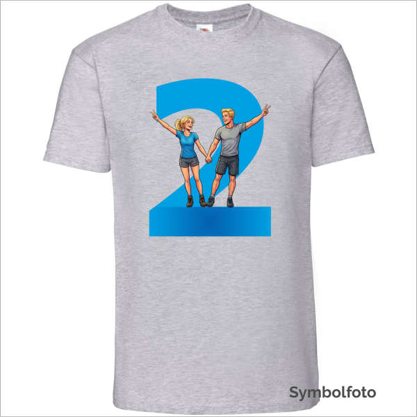 T-Shirt "Zwei" für Männer in grau