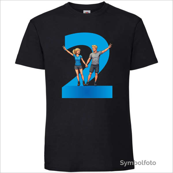 T-Shirt "Zwei" für Männer in schwarz
