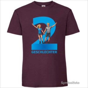 T-Shirt "Zwei Geschlechter" für Herren in weinrot