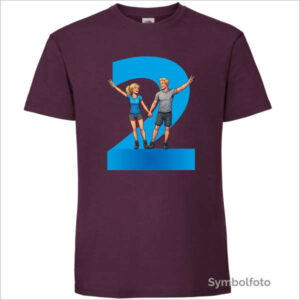 T-Shirt "Zwei" für Männer in weinrot