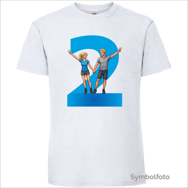 T-Shirt "Zwei" für Männer in weiß