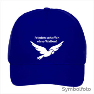 Basecap "Frieden schaffen ohne Waffen" in blau (Front)