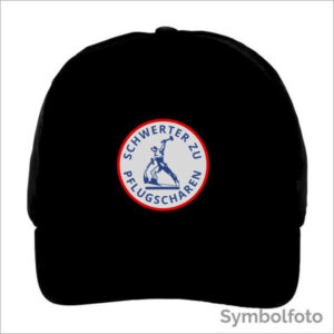 Basecap "Schwerter zu Pflugscharen" in schwarz (Front)