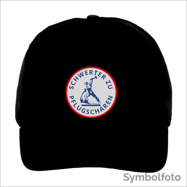 Basecap "Schwerter zu Pflugscharen" in schwarz (Front)