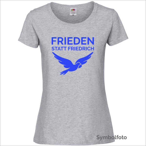 T-Shirt "Frieden statt Friedrich" für Damen in grau