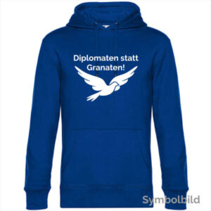 Neuauflage: Hoodie "Diplomaten statt Granaten" in blau für Männer